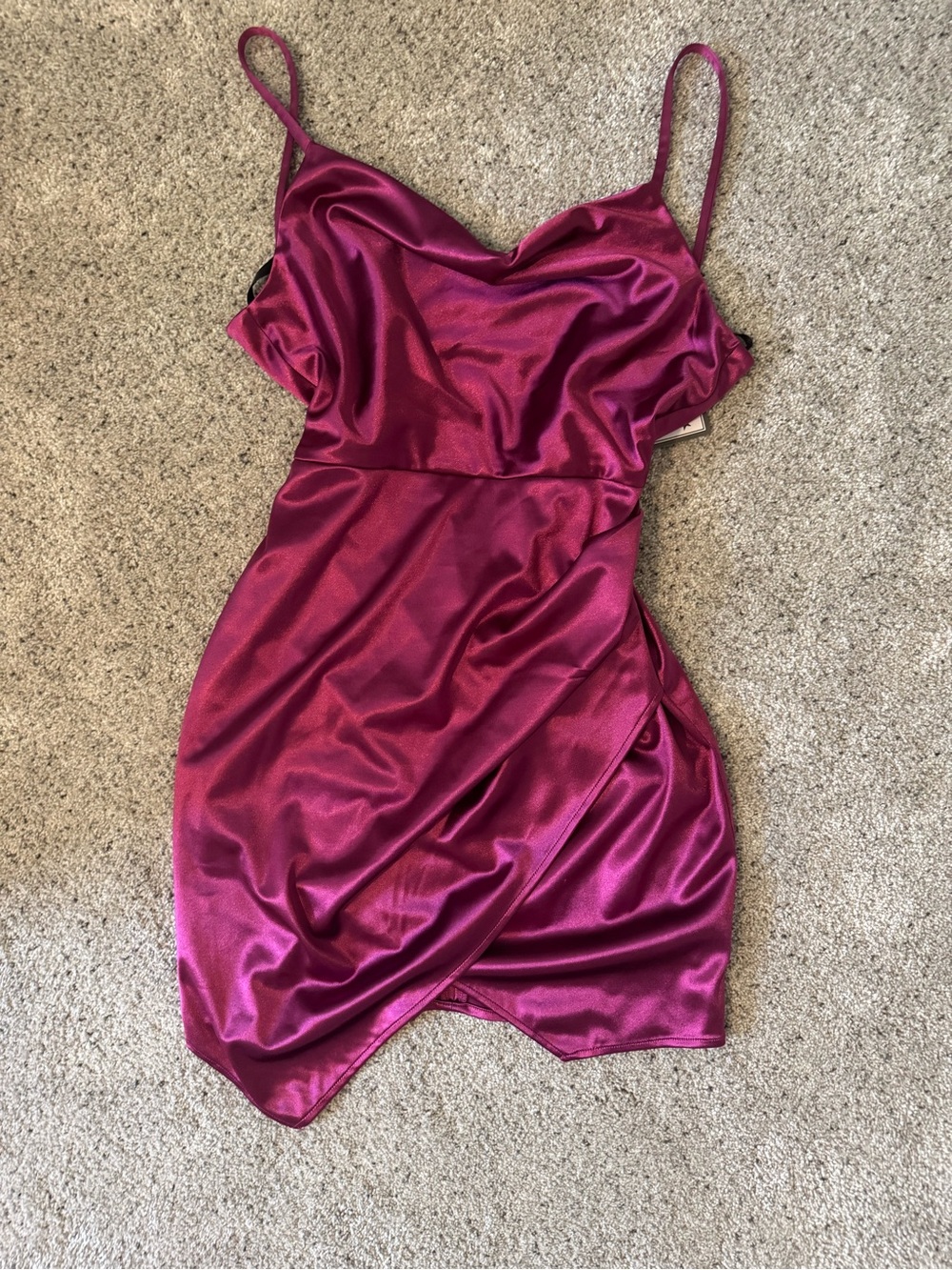 BCX Magenta Satin Cowl Mini Dress